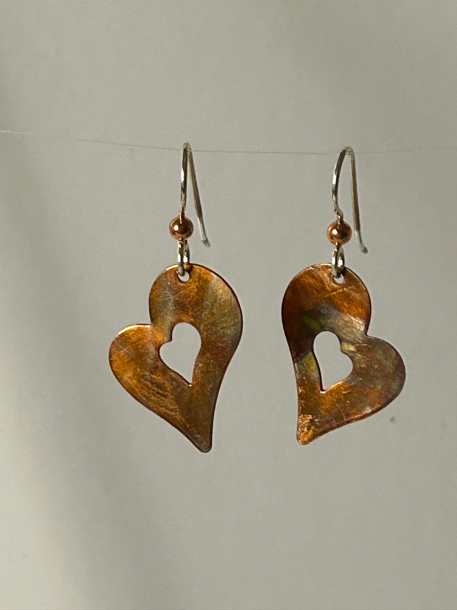 Copper Heart Earrings