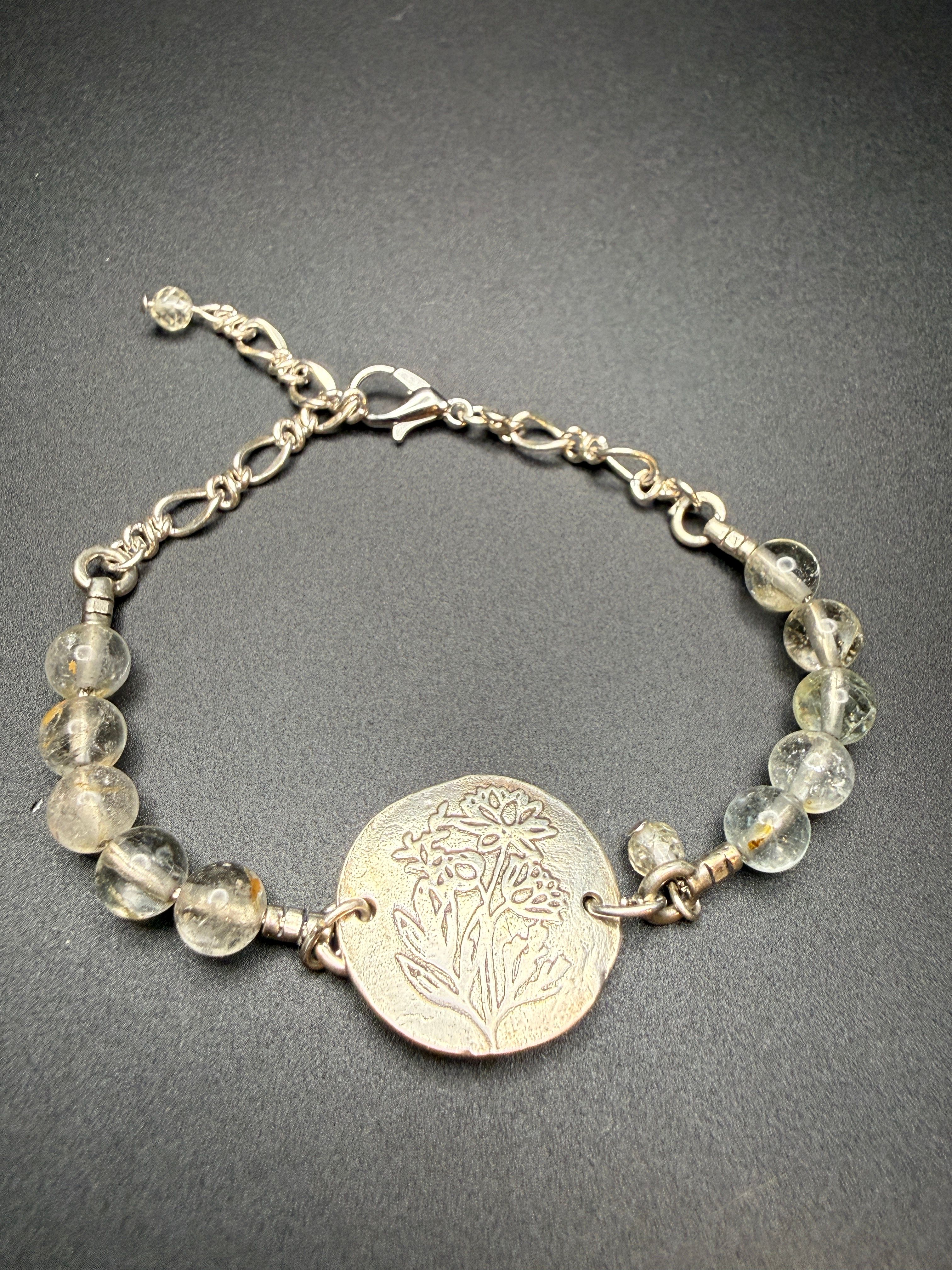 Topaz Flower Charm Bracelet