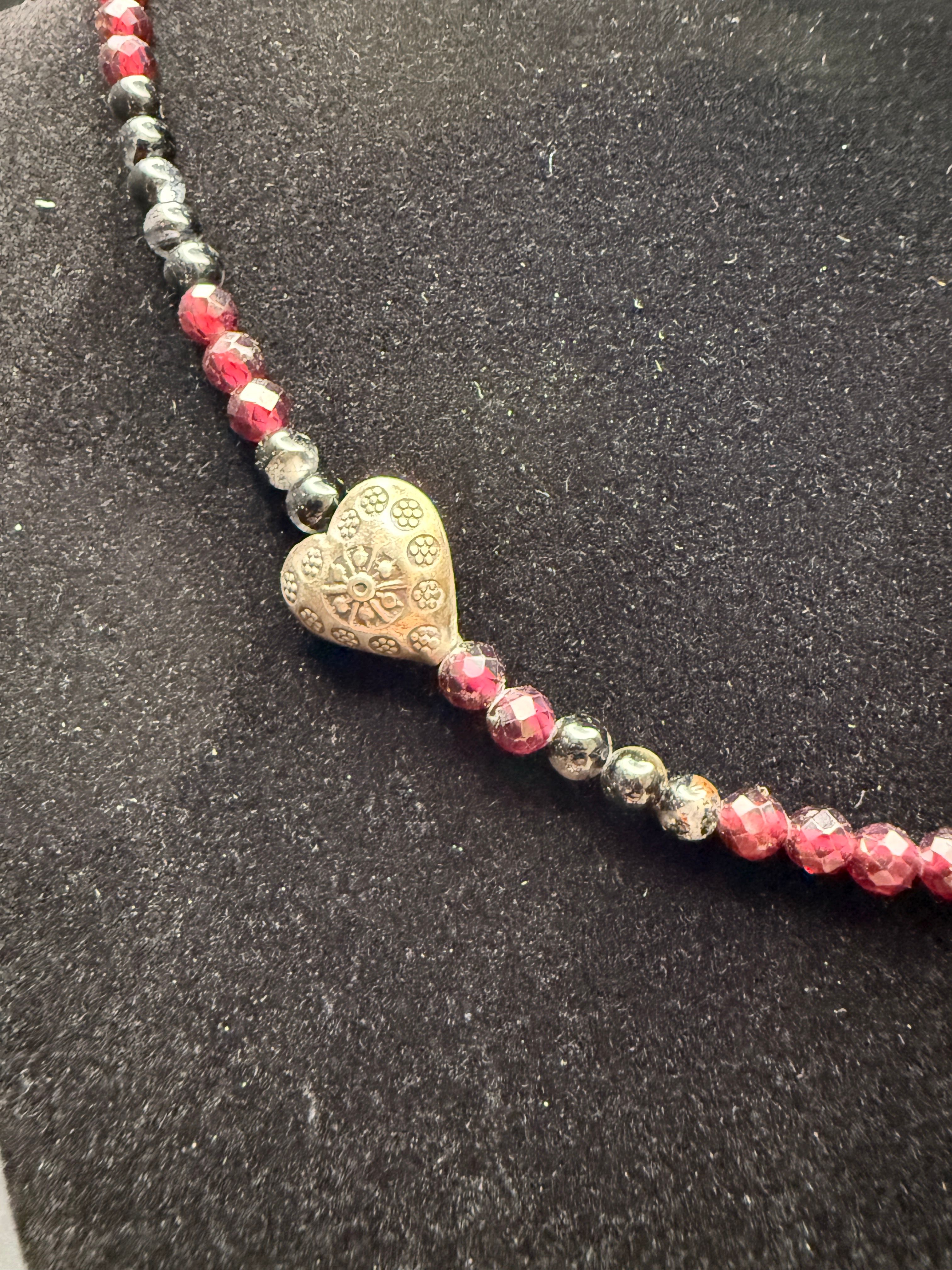 Garnet, tourmaline  Heart Necklace — view 4