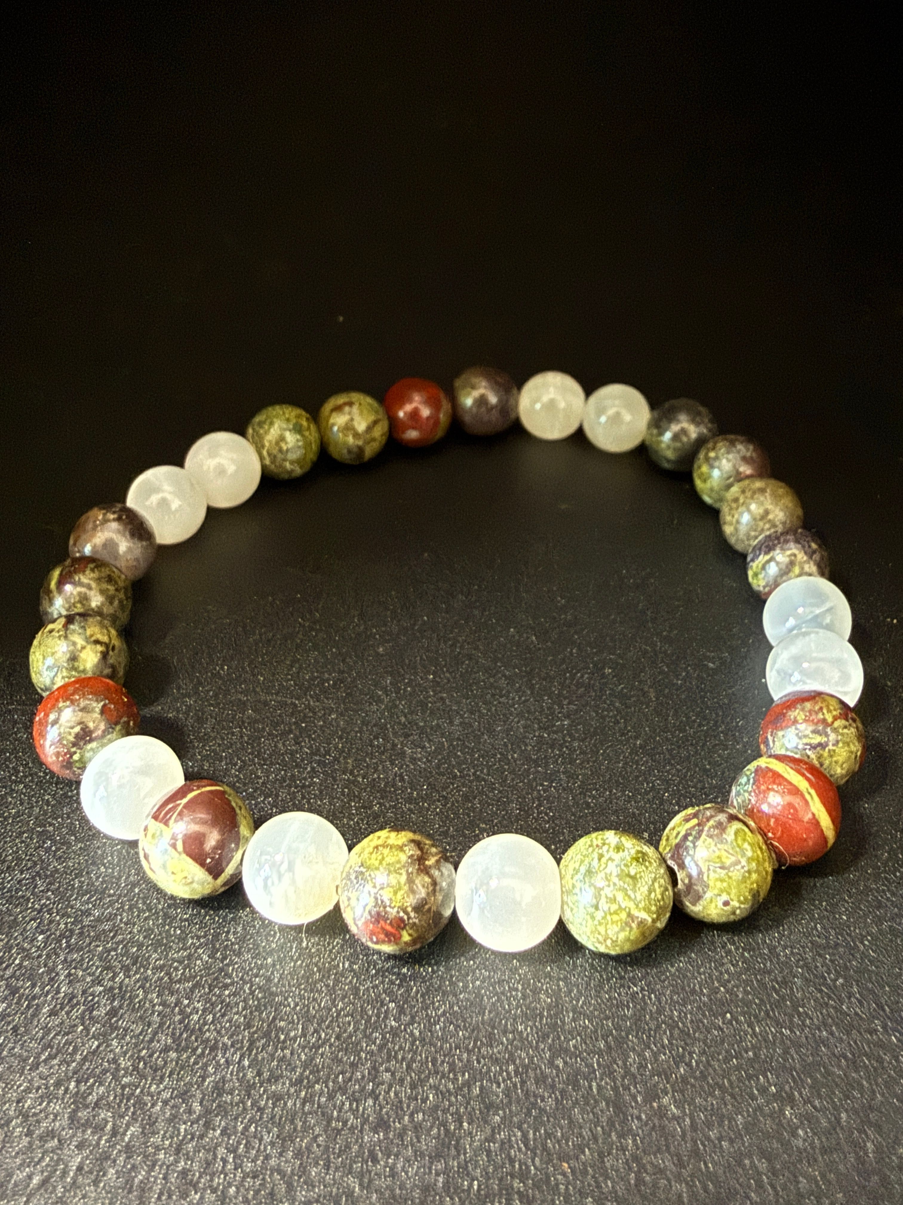 Moonstone, Jasper Dragon Blood Bracelet — view 3