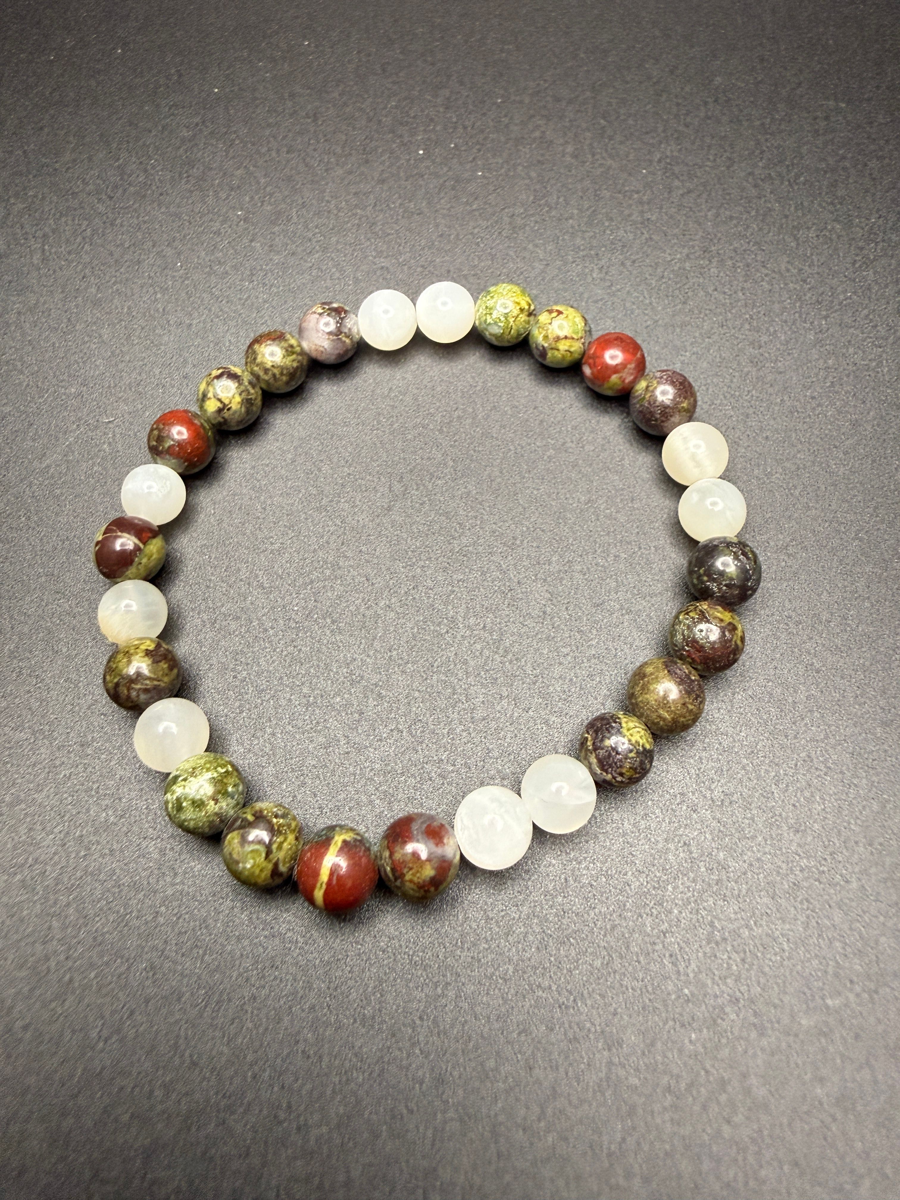 Moonstone , Jasper, Dragon Blood Bracelet
