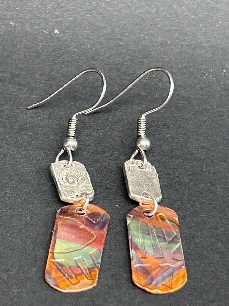 Copper flame Earrings-view 2