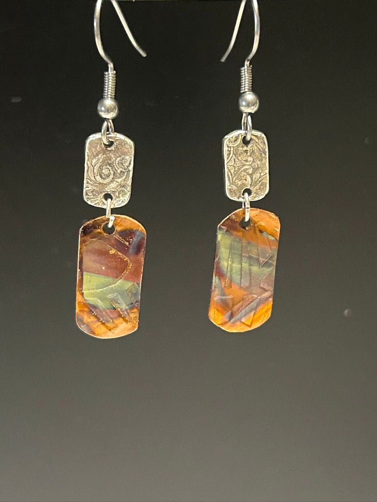 Copper Flame Earrings