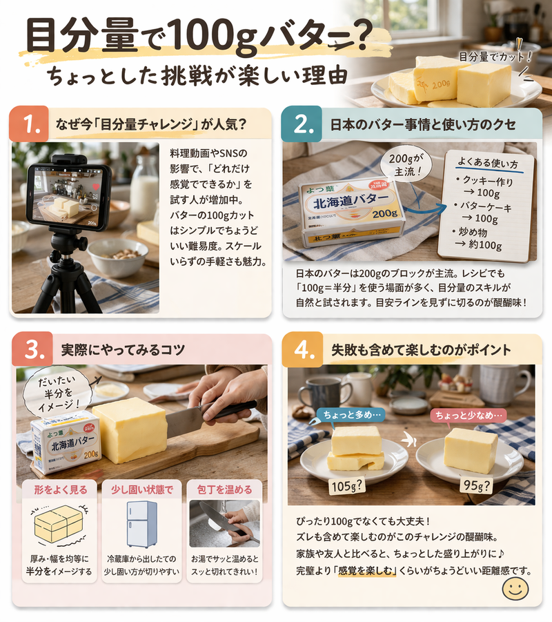 目分量で100gバター？ちょっとした挑戦が楽しい理由