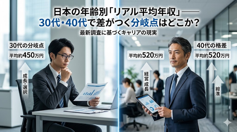 日本の年齢別「リアル平均年収」——30代・40代で差がつく分岐点はどこか？