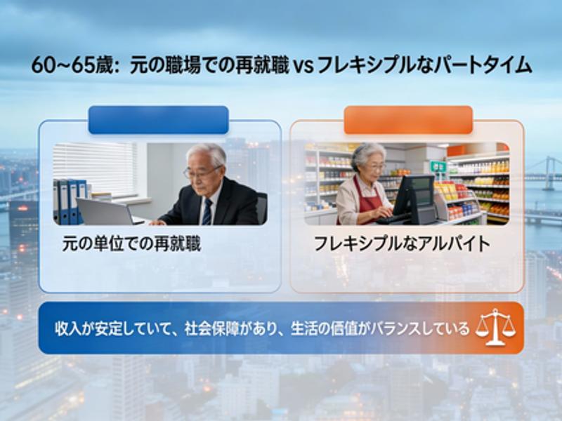 60歳、人生の新たなステージ！「再就職」を続けるか、それとも「柔軟なパートタイム」を受け入れるか？高齢者の働き方ナビ