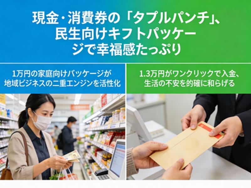 福岡の心温まる施策が実施：現金と消費クーポンの「ダブル効果」、生活必需品パッケージで幸福感いっぱい。