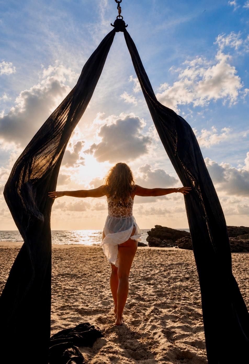 Aerial silks by the beach