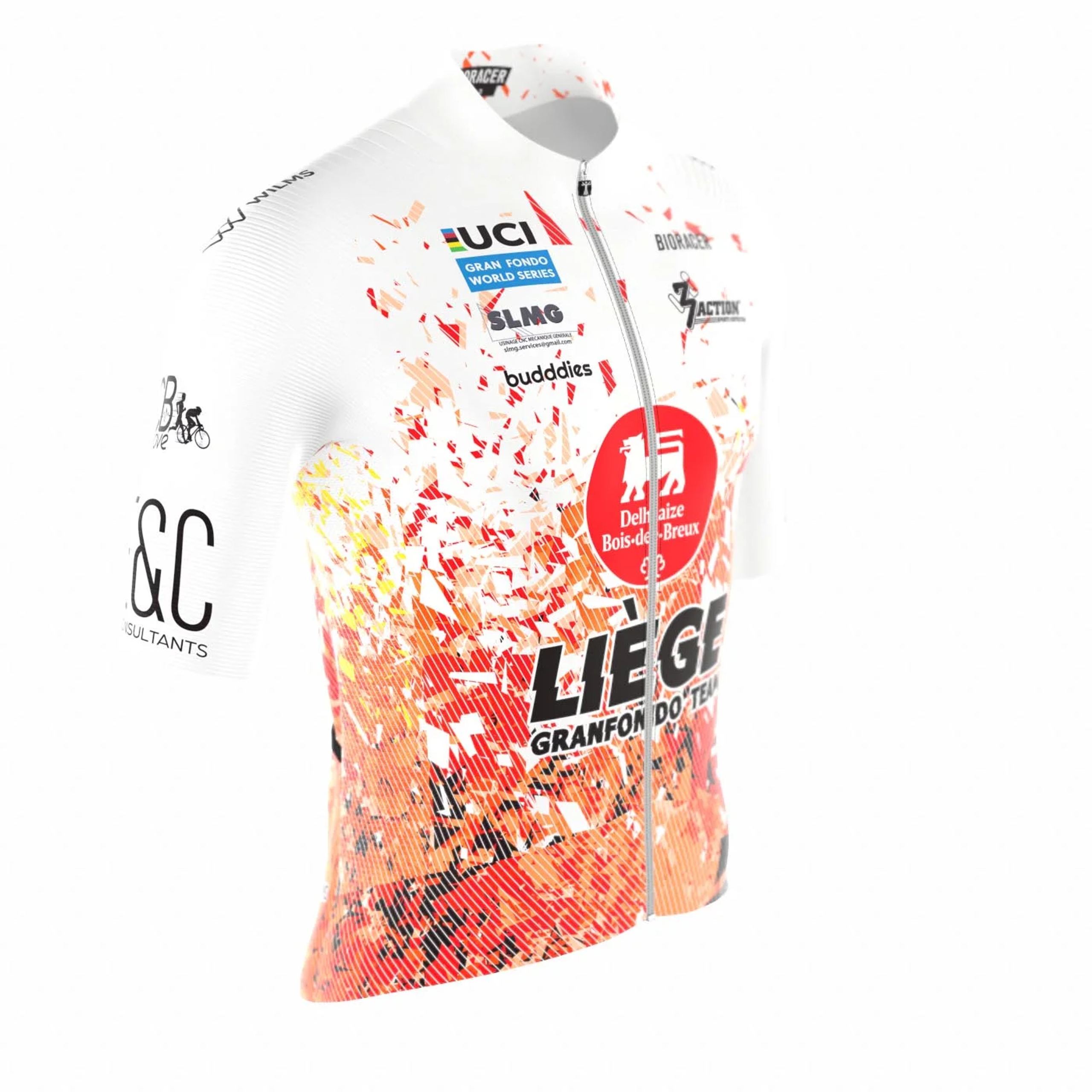 Maillot 2027 du Liège GranFondo Team, profil droit