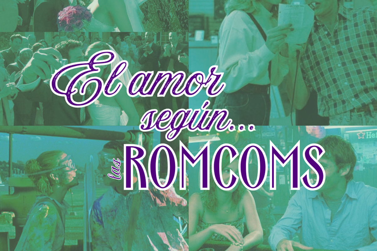 es un collage de imagenes de comedias románticas con el titulo de la sección superpuesto