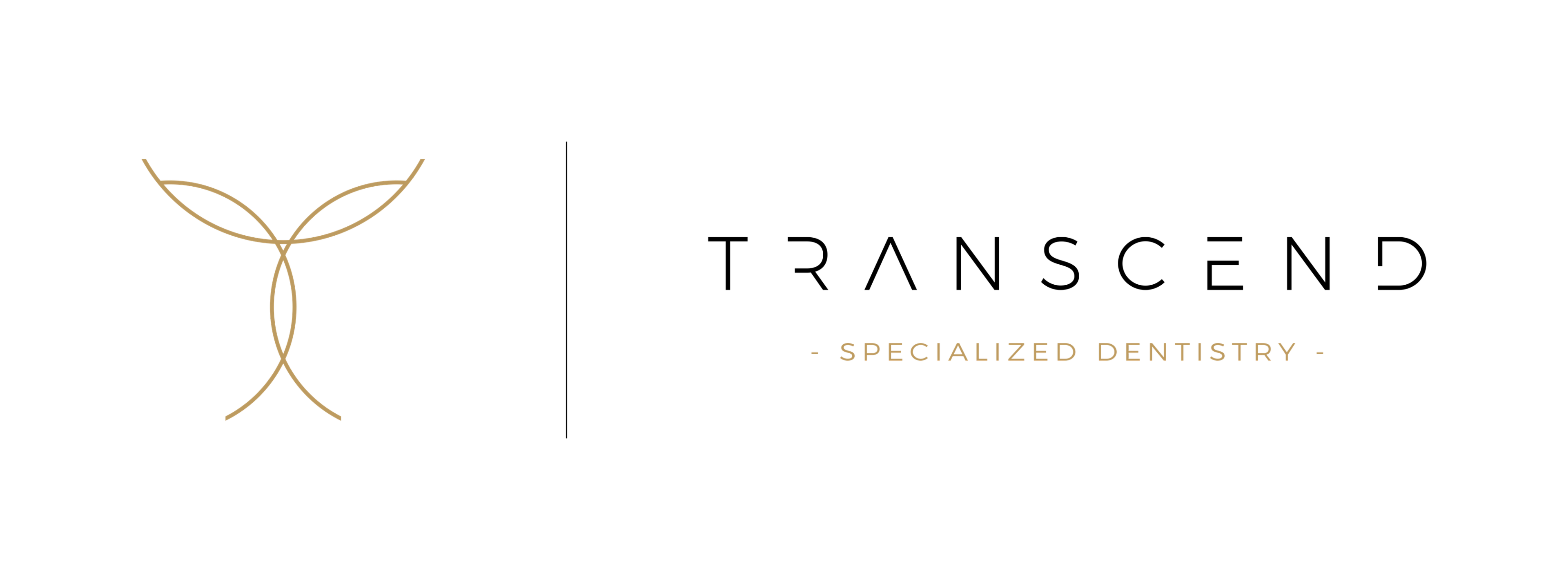 Transcend Specialized Dentistry logo with wordmark, horizontally oriented in dark colors.
