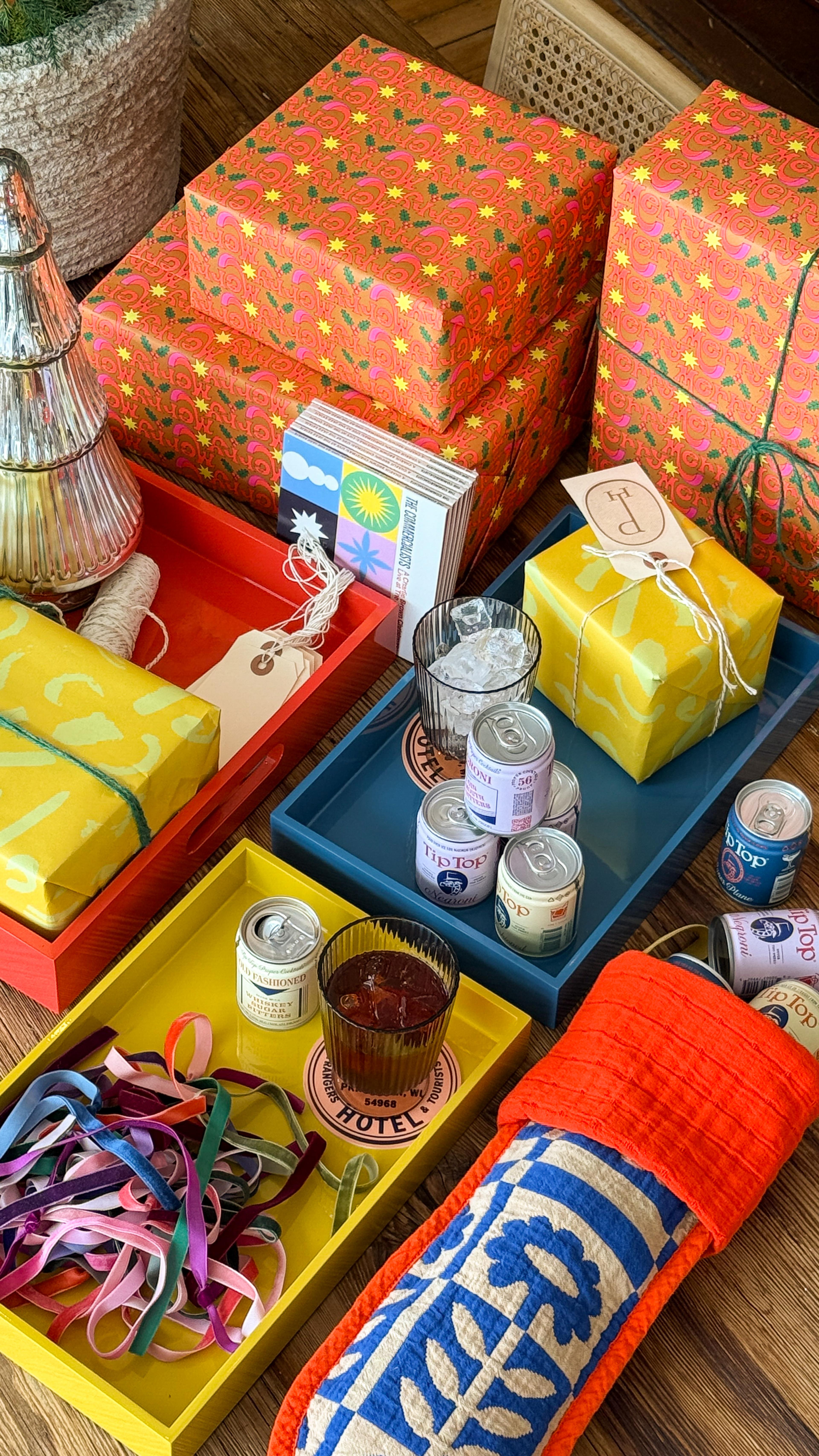 Gifts on a table.