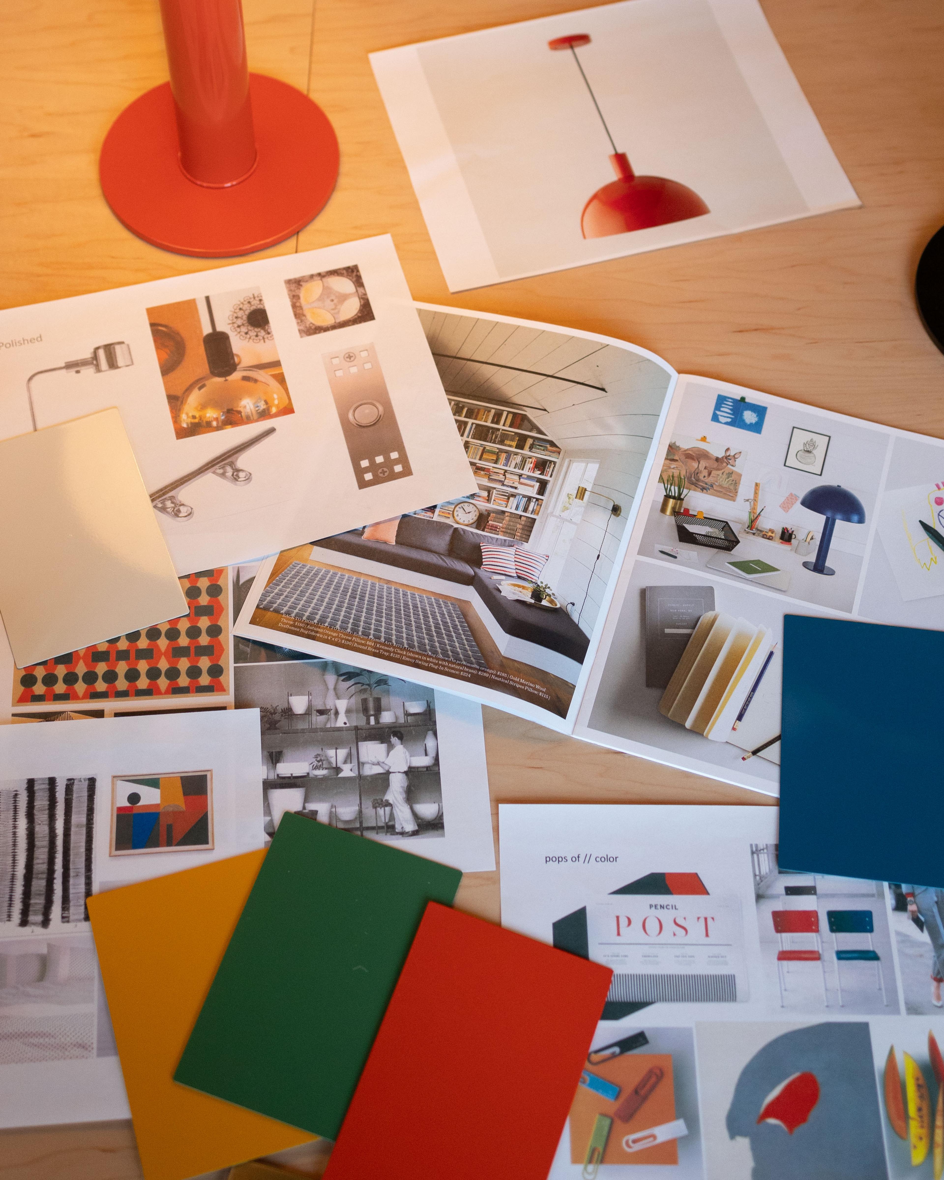 Design inspirations laid out on table