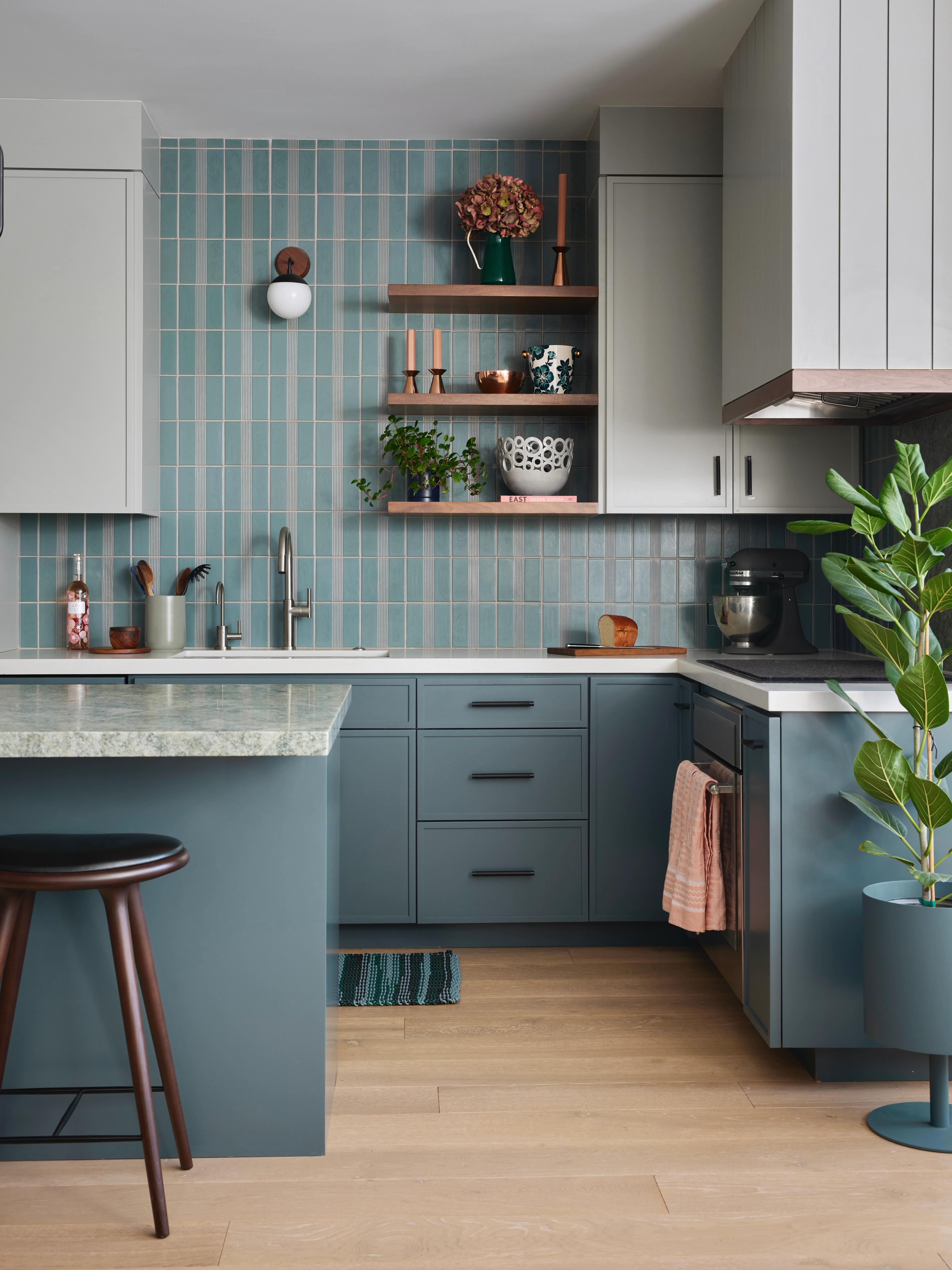 Blue kitchen.