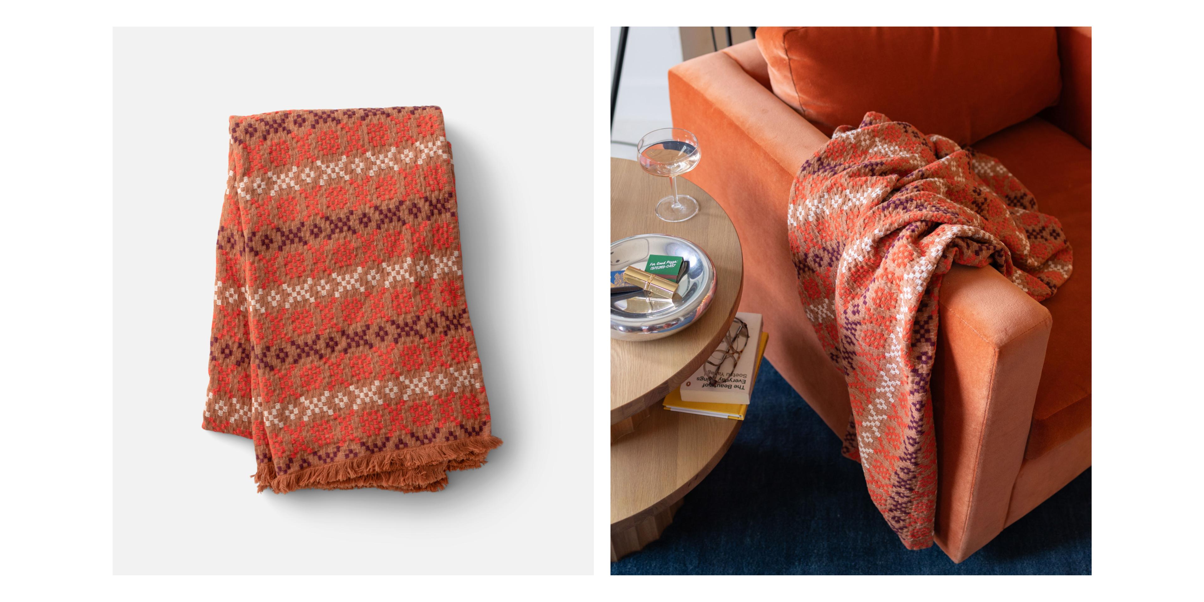 orange throw blanket