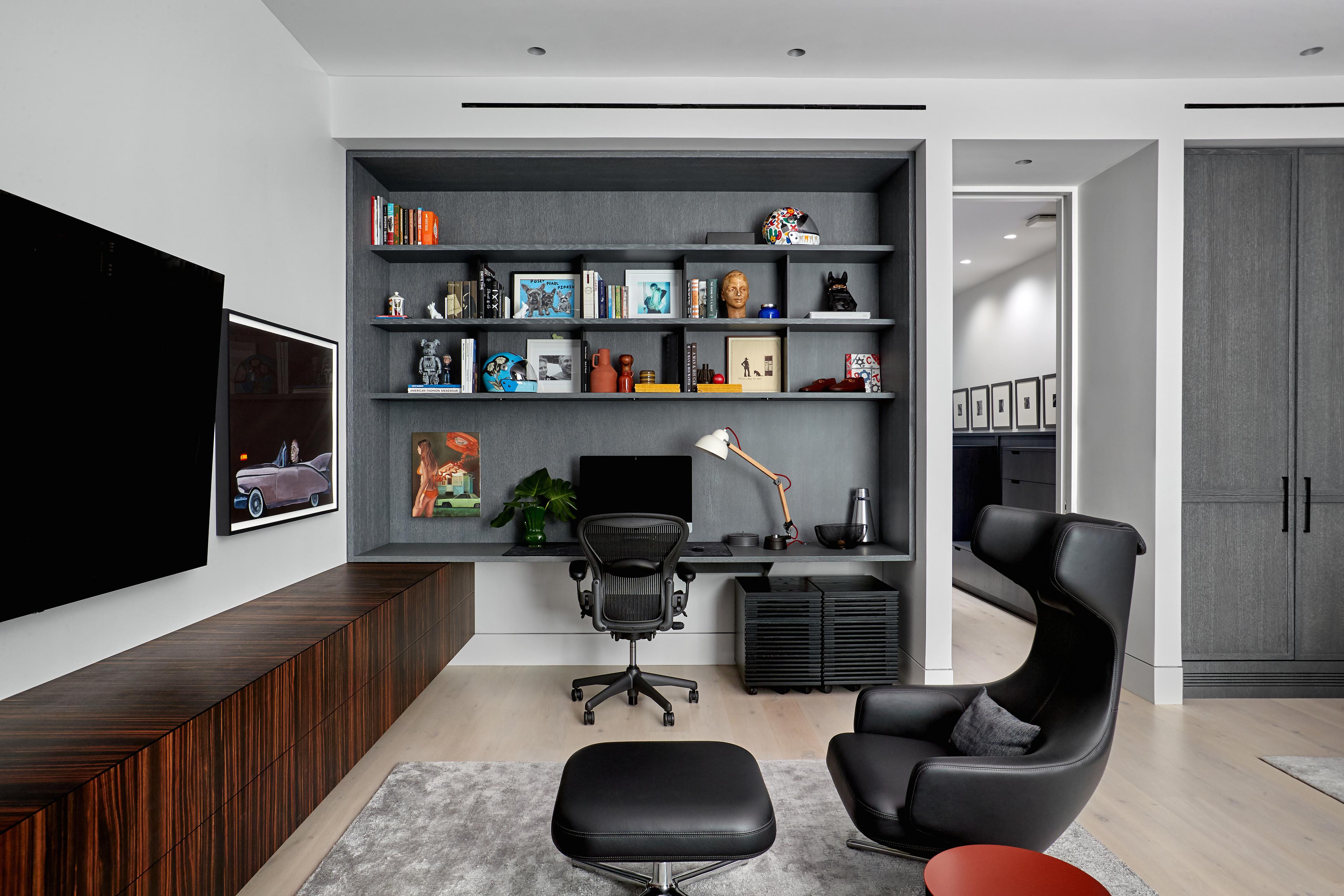 Office with tv room 