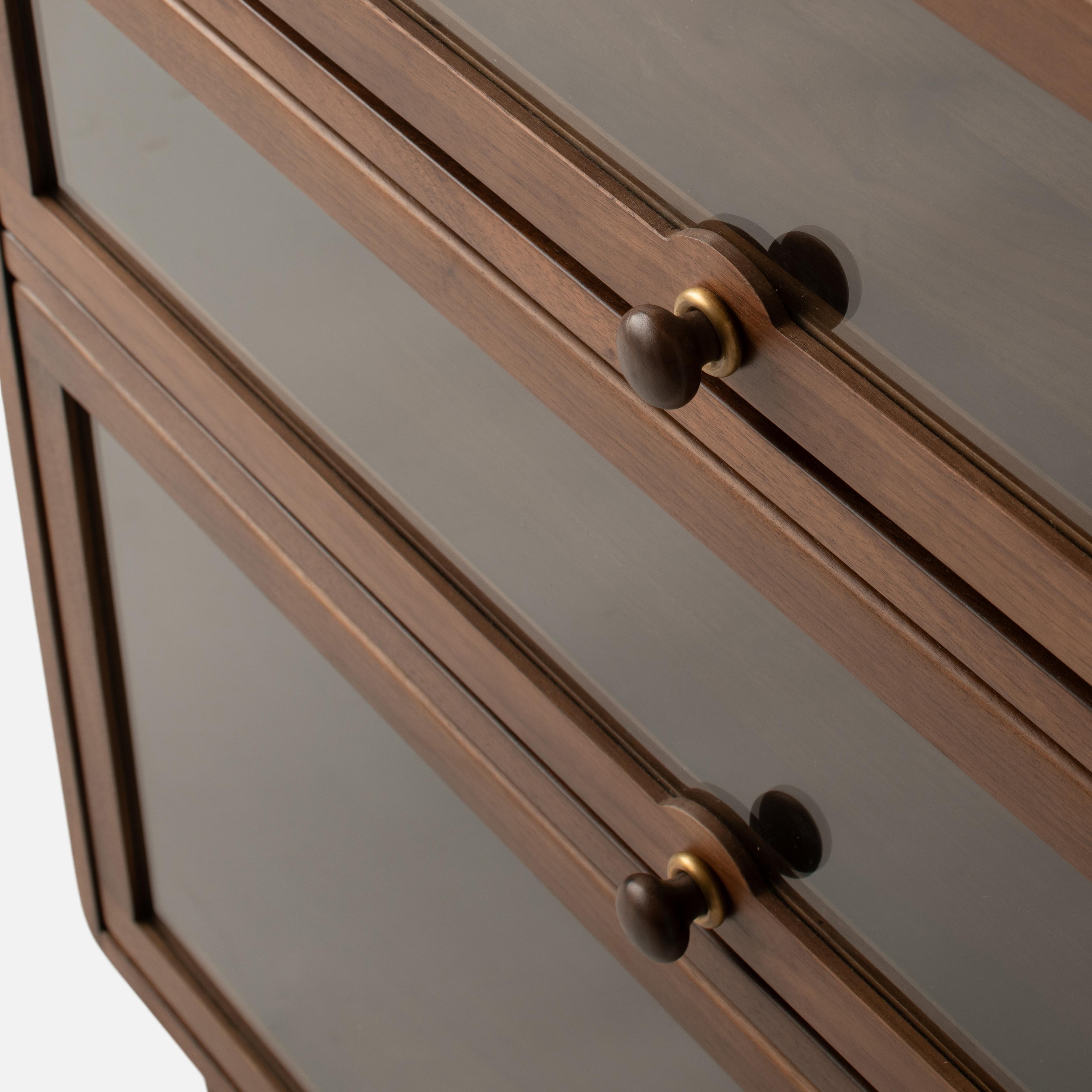 Knobs on barrister cabinet.