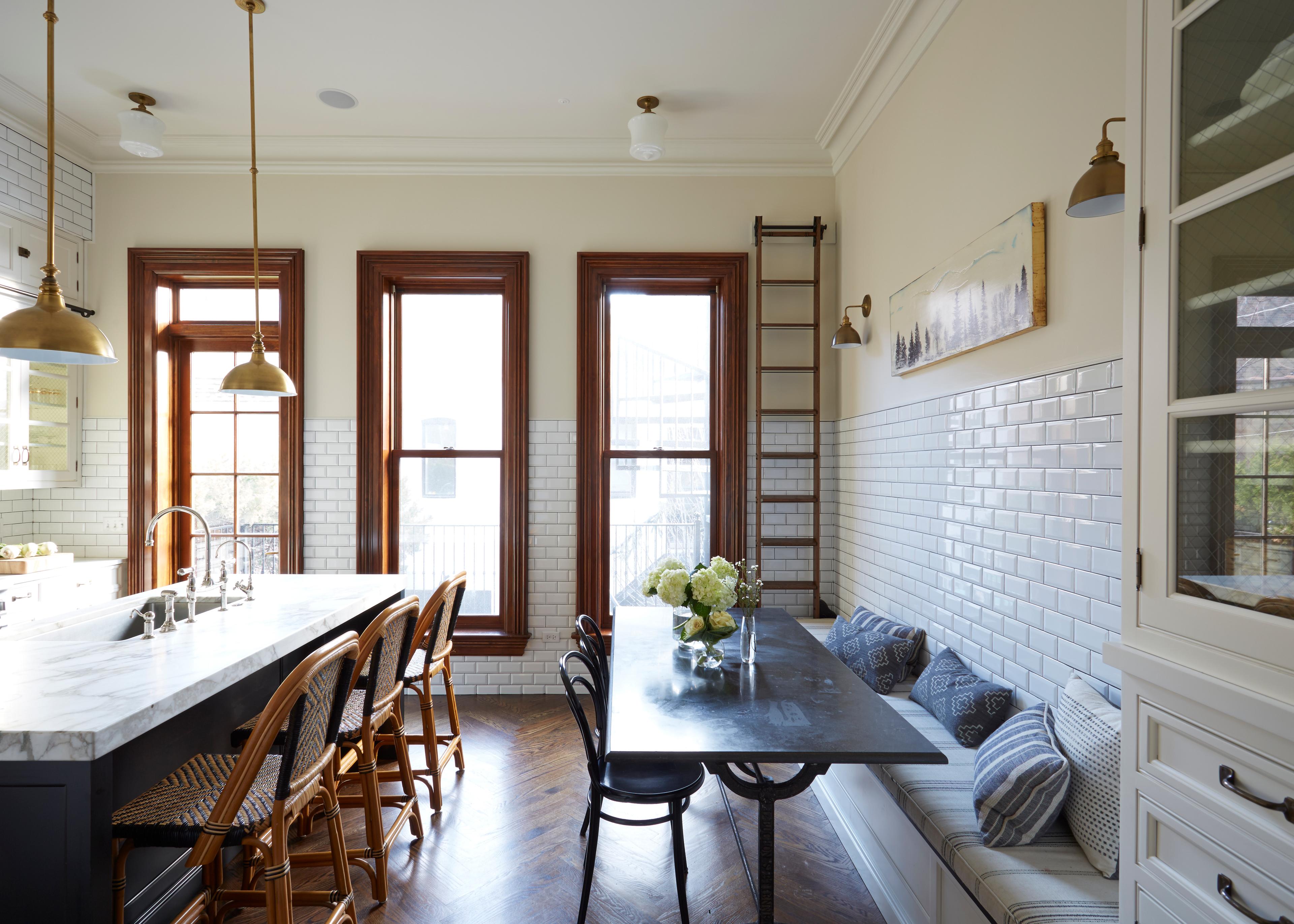 Large sunny kitchen. 