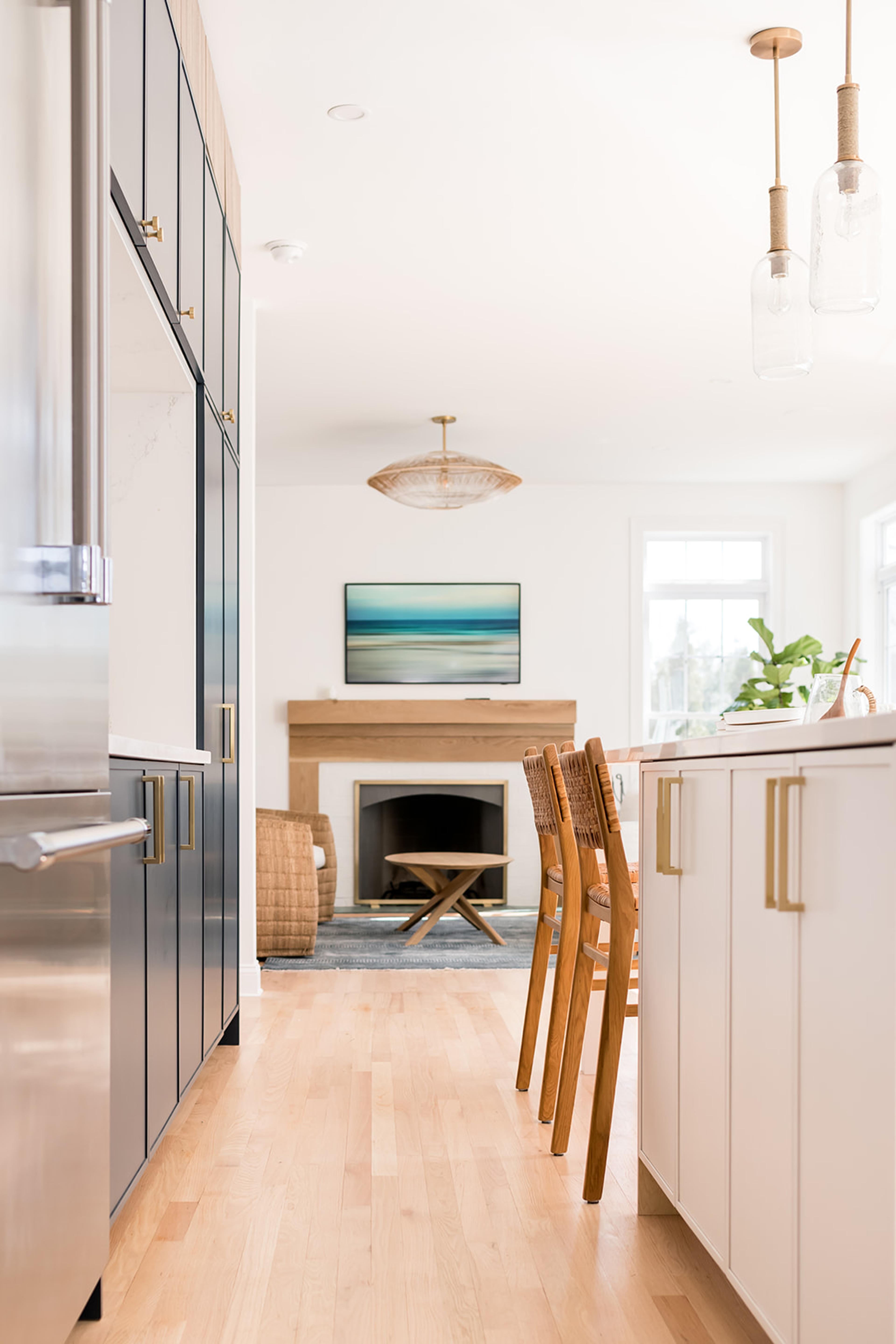 Bright and airy open kitchen and living room.