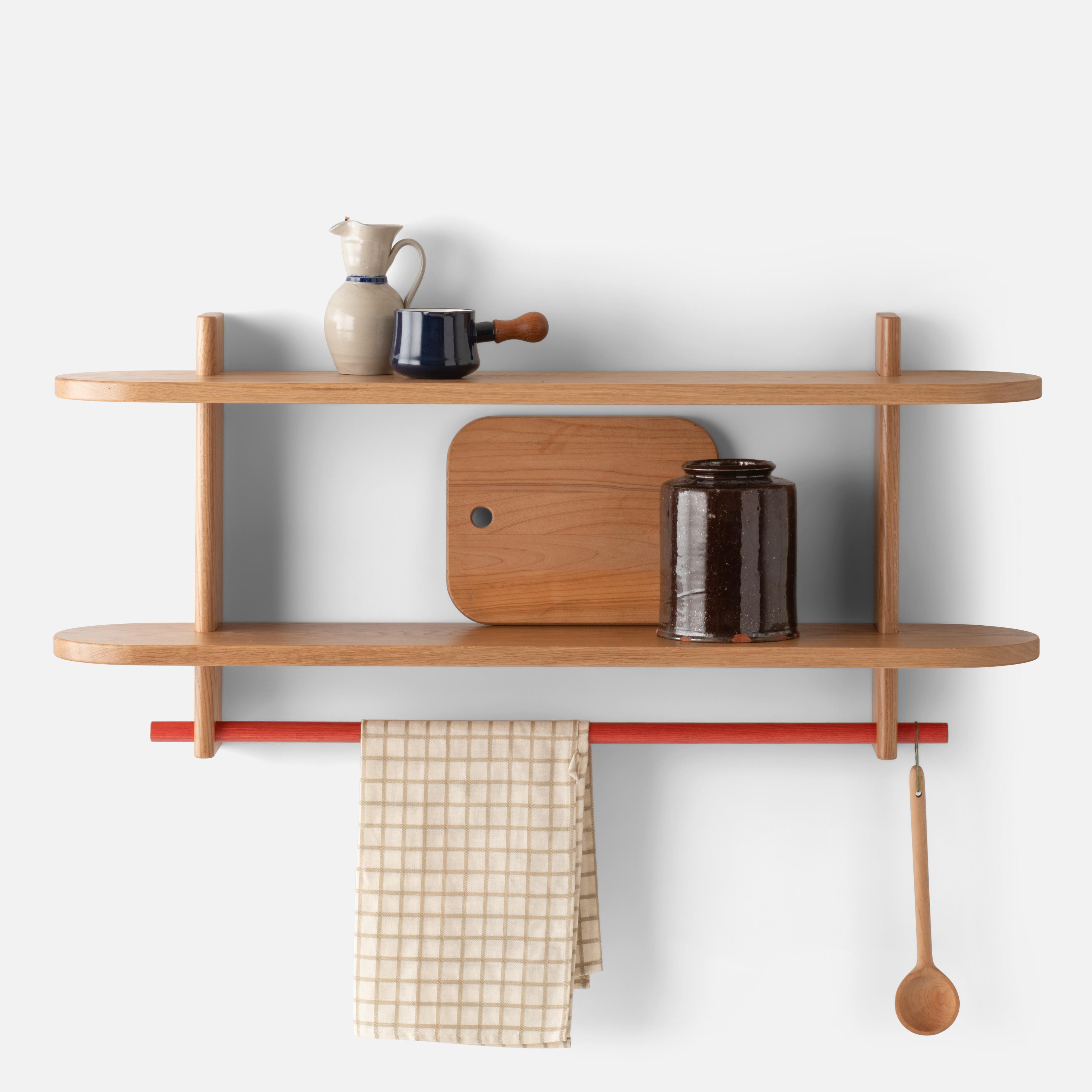 Styled kitchen shelf. 