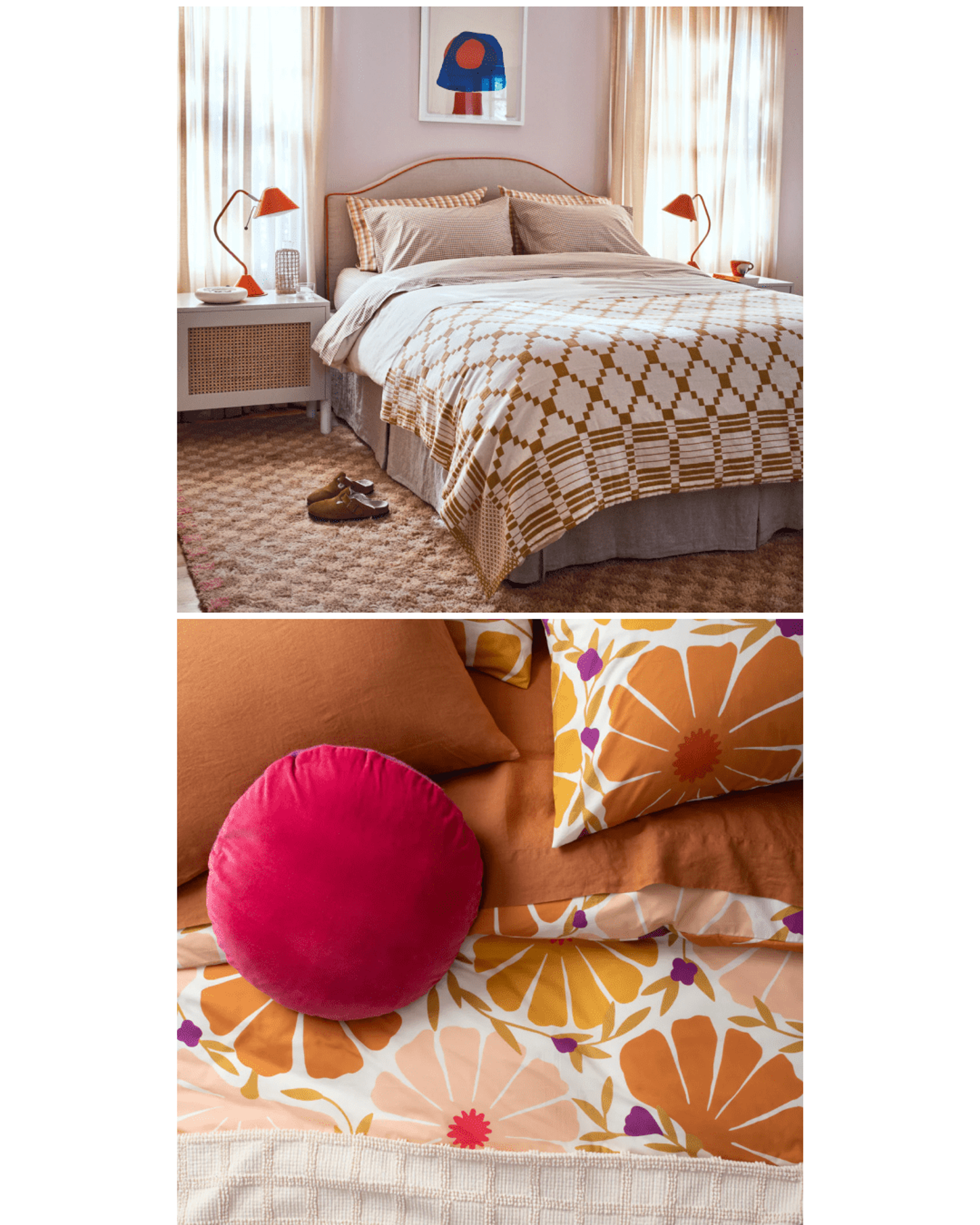 Colorful bedding.