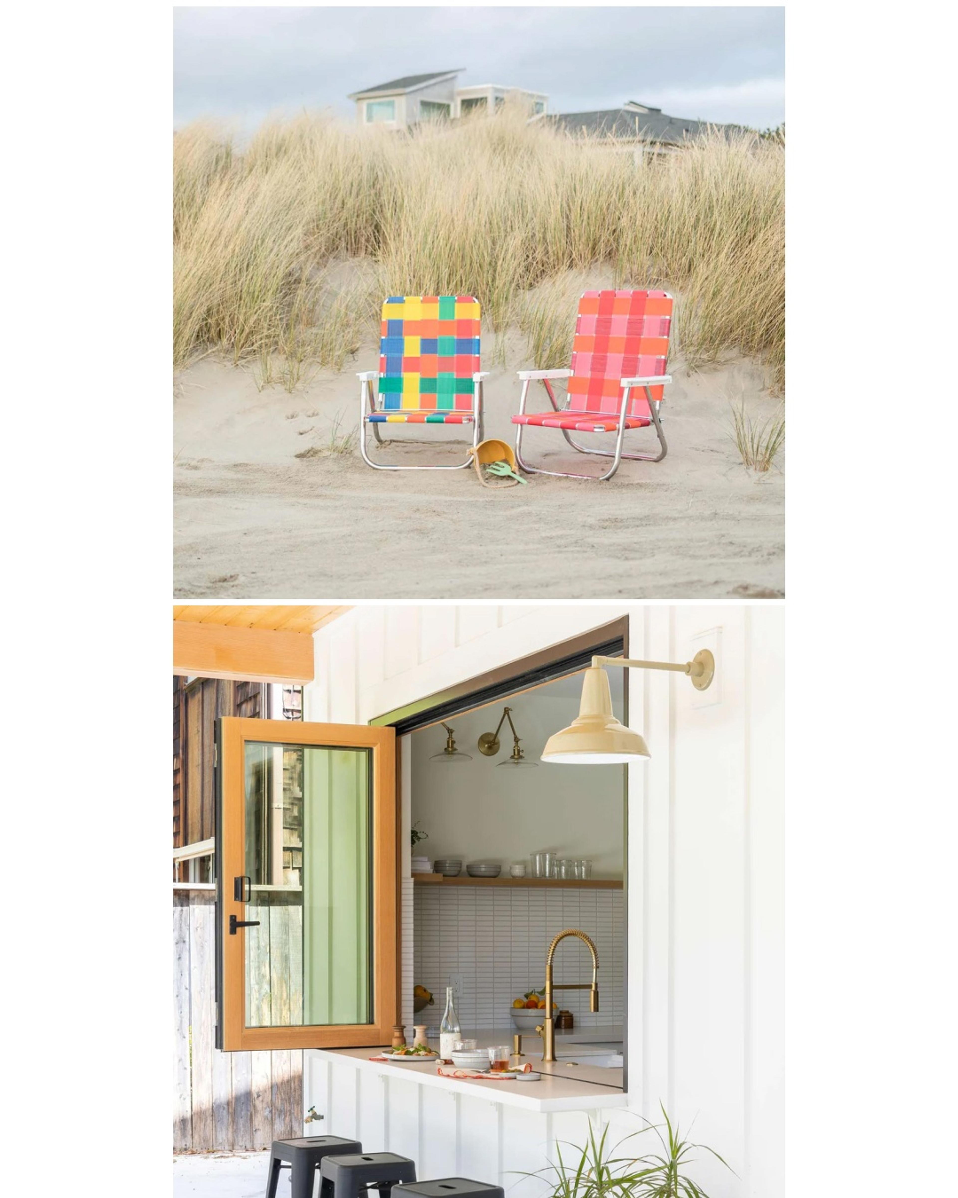 COLORFUL OUTDOOR CHAIRS ON A BEACH