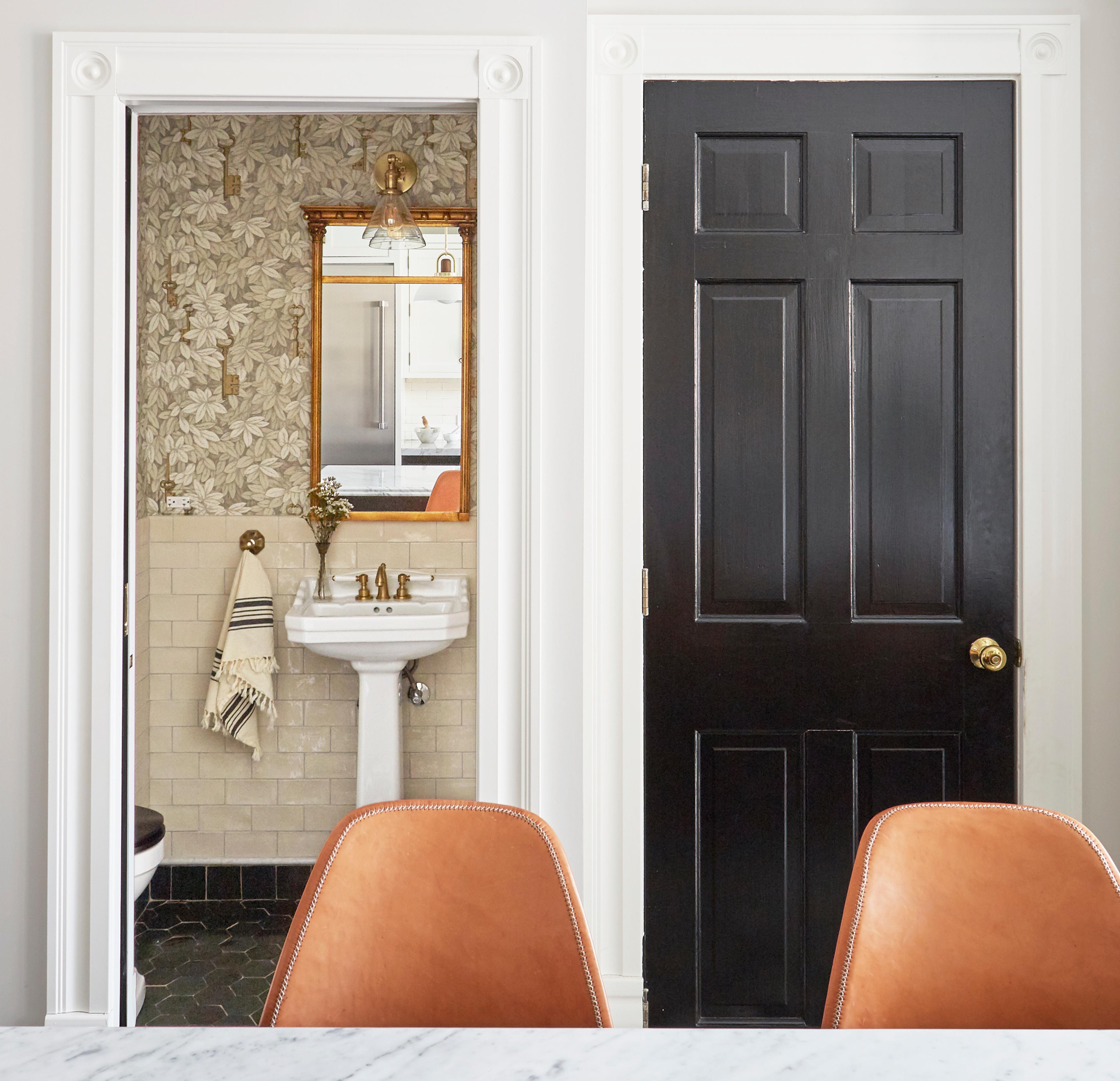Floral powder room. 
