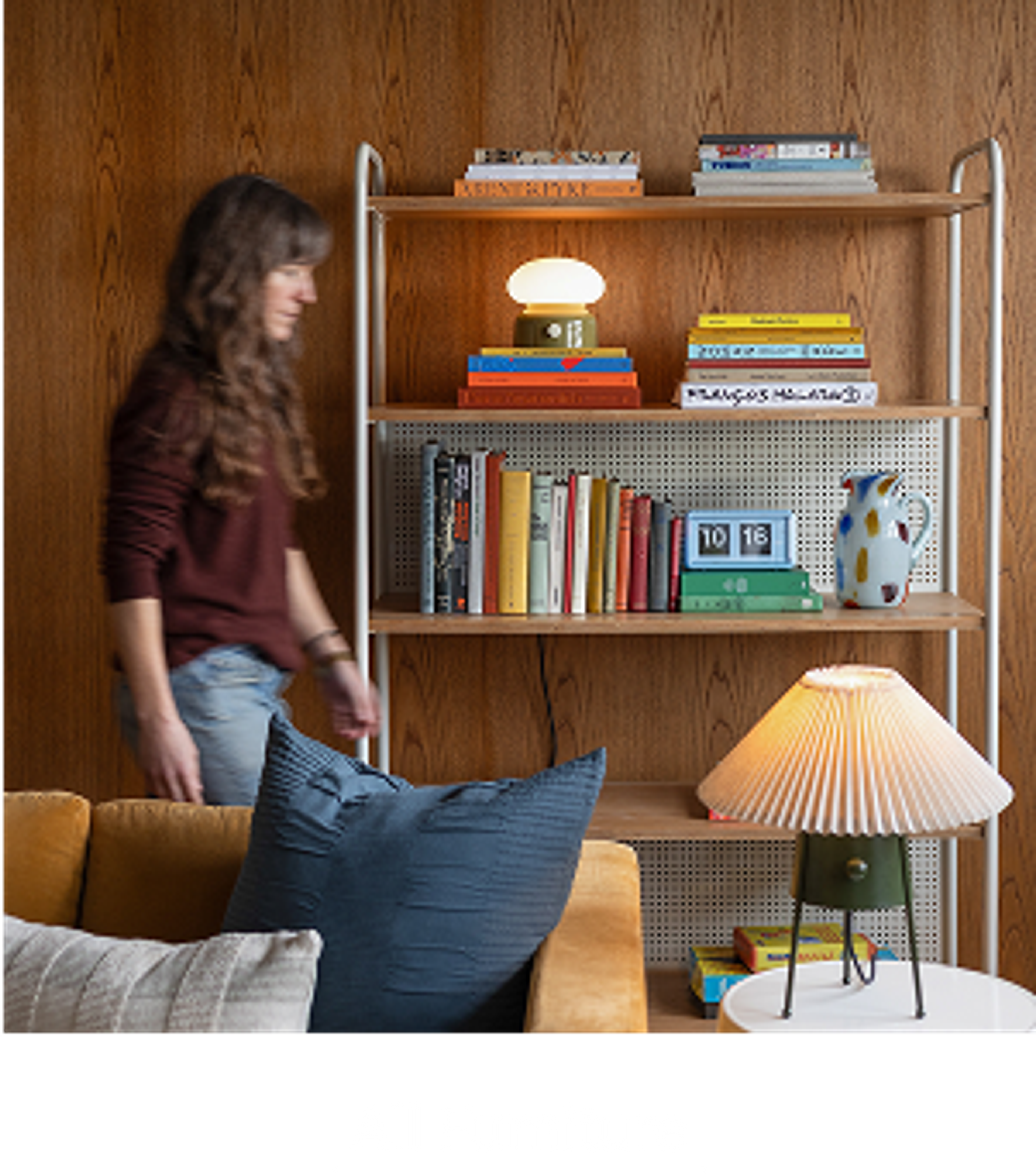 Bookshelf and Table Lamp Living Room Scene