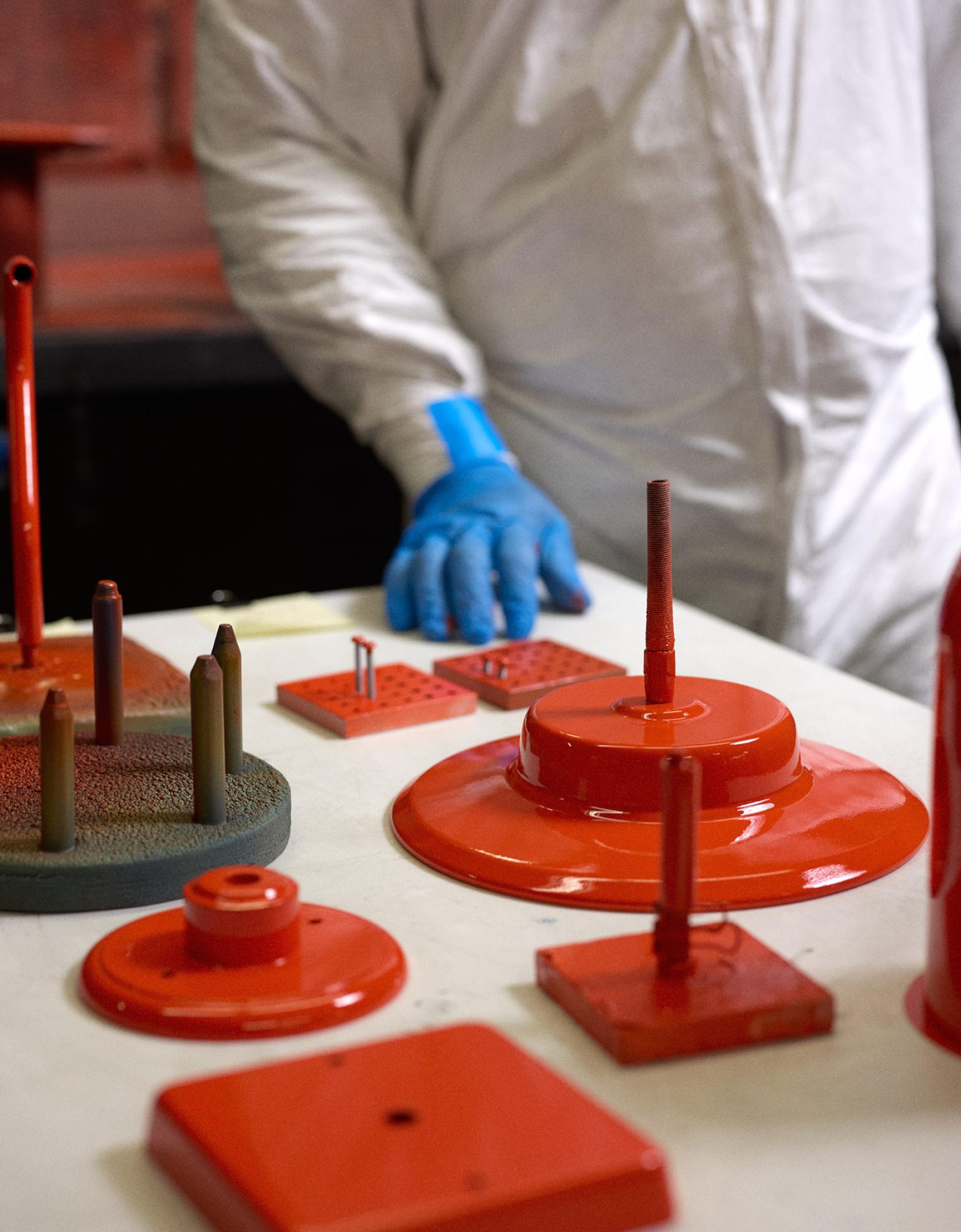 Hand assembly of a light fixture.