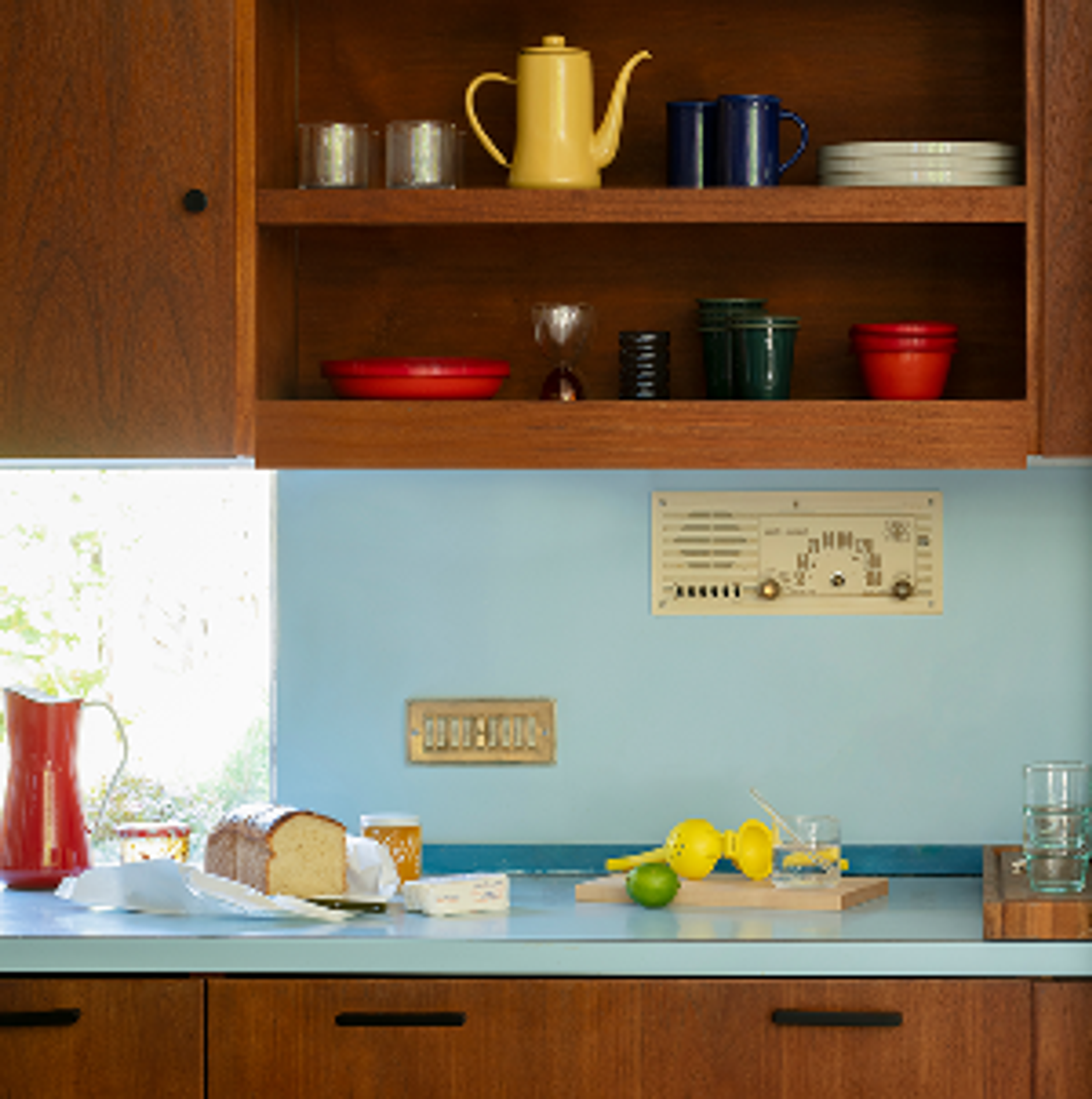 Vintage kitchen counter with breakfast items sitting out