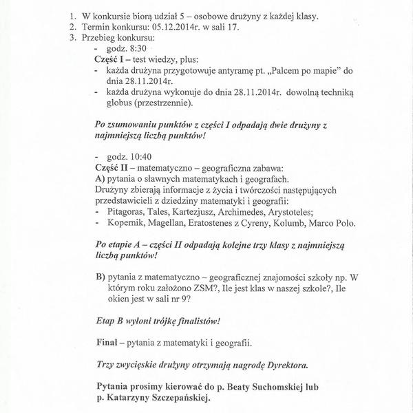 Konkurs dla klas I - IVMiejsce: Zespół Szkół Menedżerskich w Świeciu (53.41277, 18.4337)Adres: Żwirk