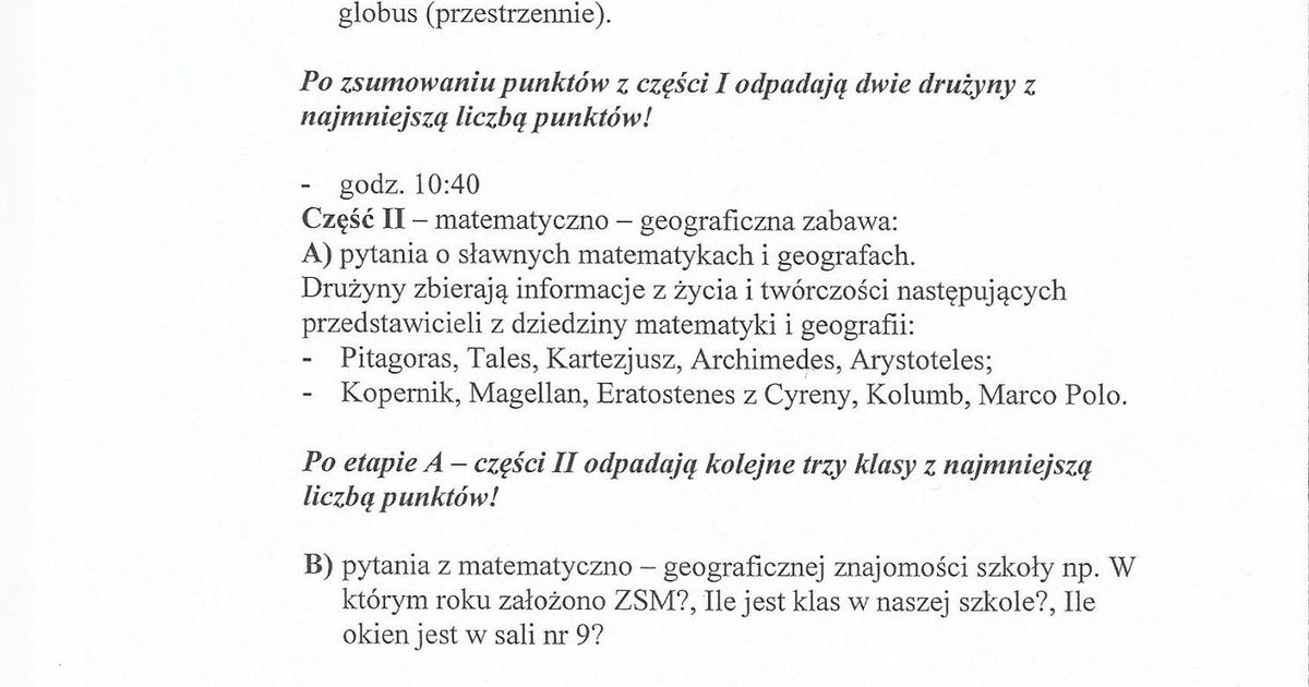 Konkurs dla klas I - IVMiejsce: Zespół Szkół Menedżerskich w Świeciu (53.41277, 18.4337)Adres: Żwirk