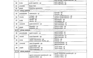 Harmonogram tegorocznego egzaminu maturalnego.
