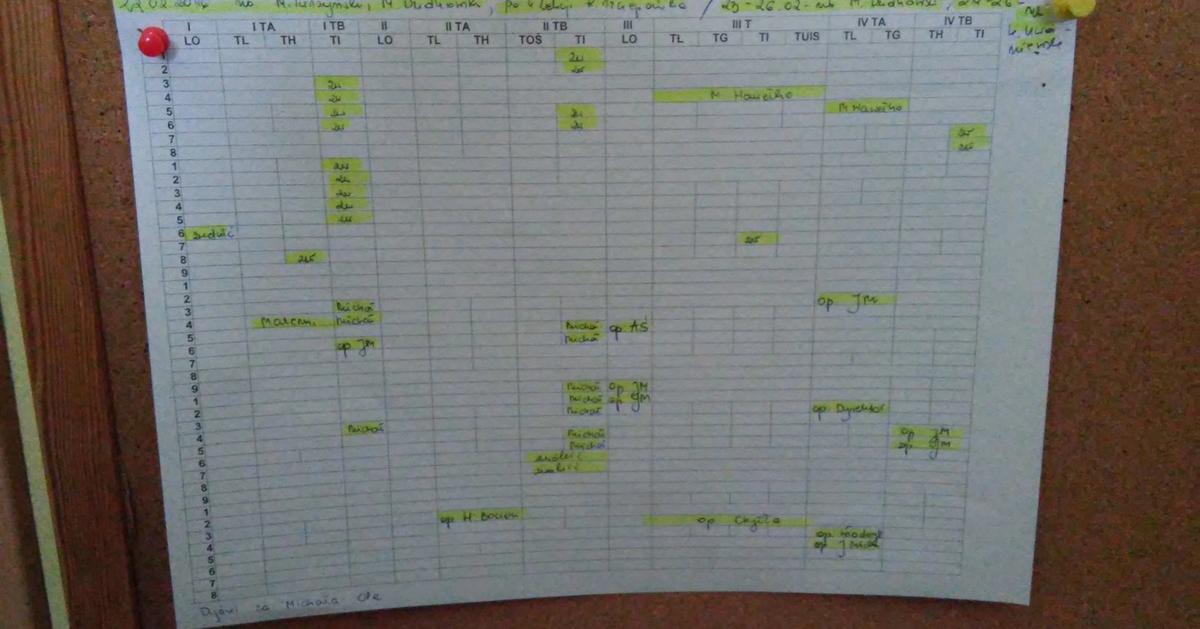 Proszę się zapoznać ze zmianami w planie na kolejne dni