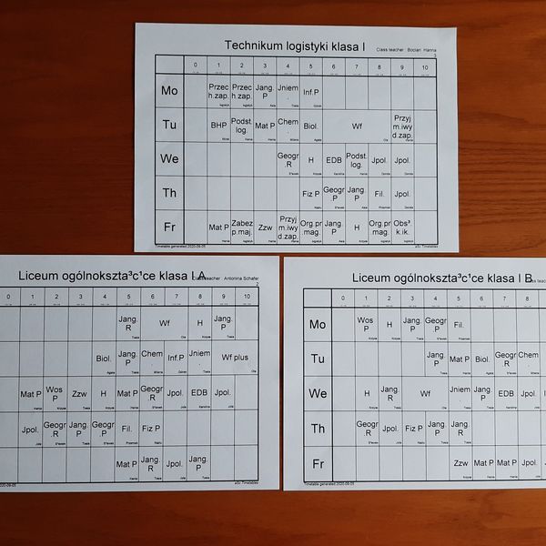 Plan lekcji (od 7.09.2020) (zdjęcie 1)