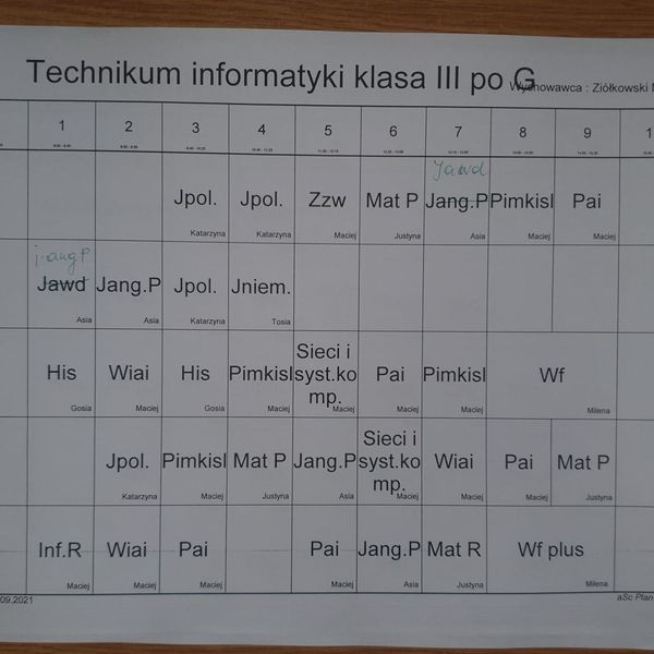 Plan zajęć (AKTUALIZACJA 07.09.2021) (zdjęcie 8)
