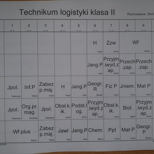 Plan zajęć (AKTUALIZACJA 07.09.2021) (zdjęcie 1)