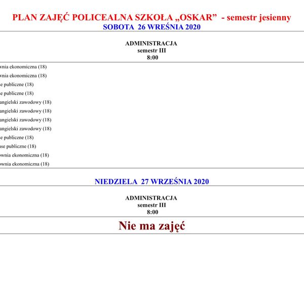 Plan zajęć zaocznych 26-27.09 (zdjęcie 2)