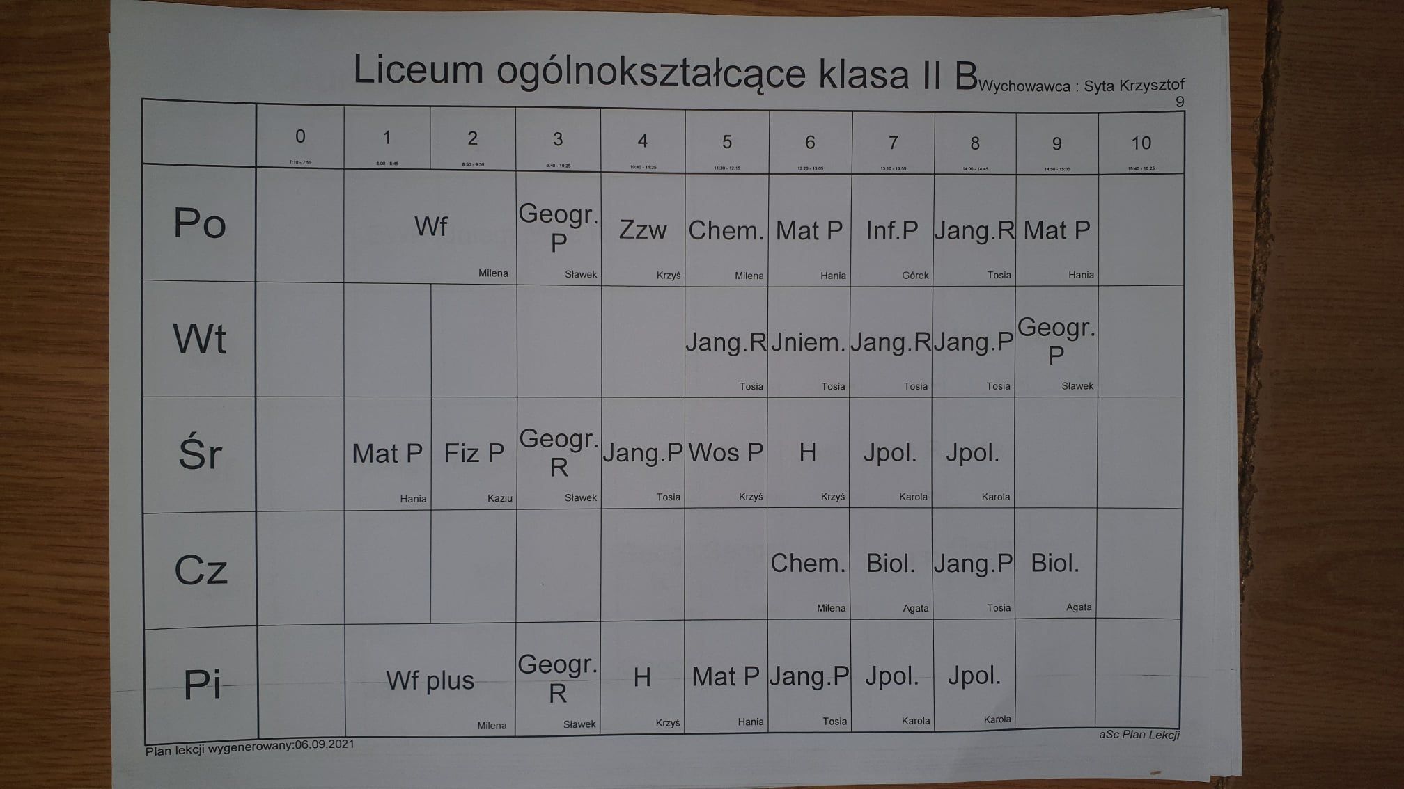 Plan zajęć (AKTUALIZACJA 07.09.2021) (zdjęcie 11)