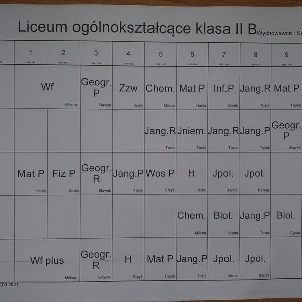 Plan zajęć (AKTUALIZACJA 07.09.2021) (zdjęcie 11)