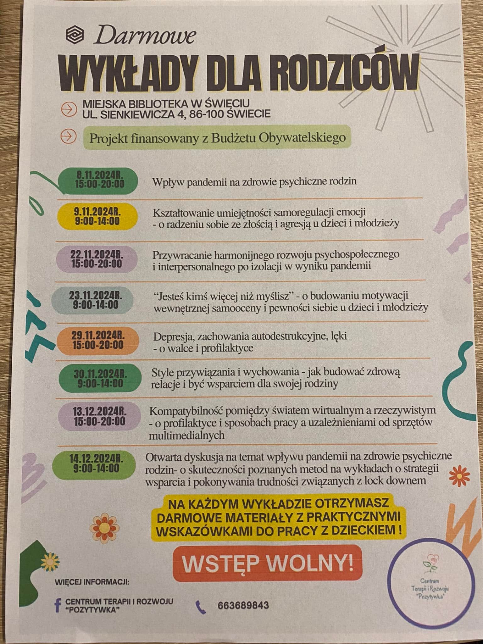 Darmowe wykłady dla Rodziców