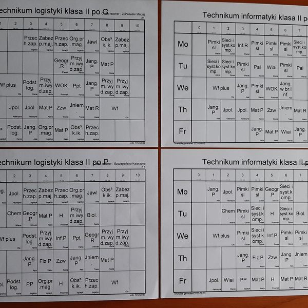 Plan lekcji (od 7.09.2020) (zdjęcie 2)