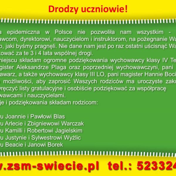 Uroczystość zakończenia szkoły dla klas maturalnych. (zdjęcie 3)