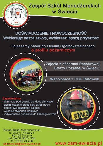Zespół Szkół Menedżerskich ogłasza nabór do Liceum Ogólnokształcącego o profilu pożarniczym