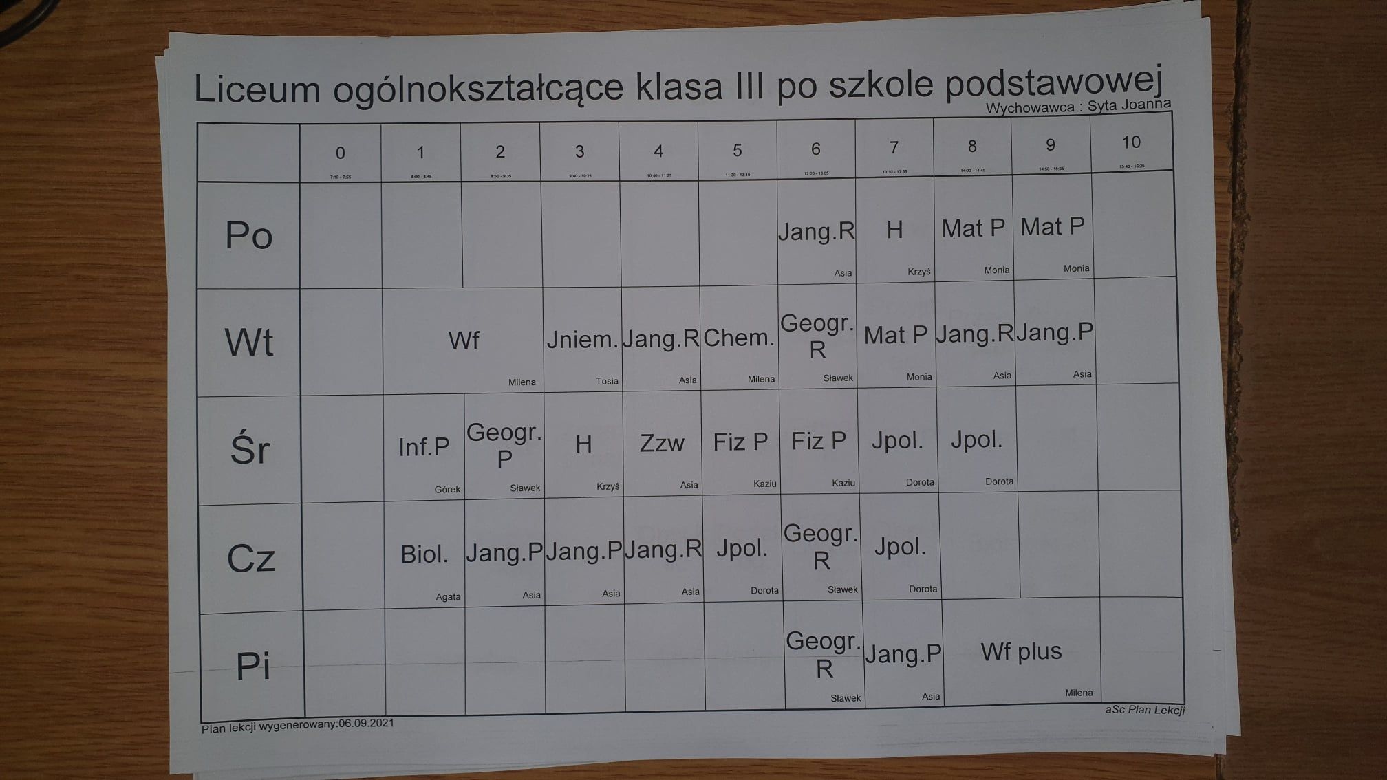 Plan zajęć (AKTUALIZACJA 07.09.2021) (zdjęcie 13)