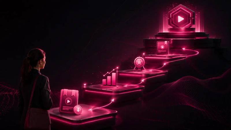 esteira de produtos digitais com o produto de entrada para cursos online