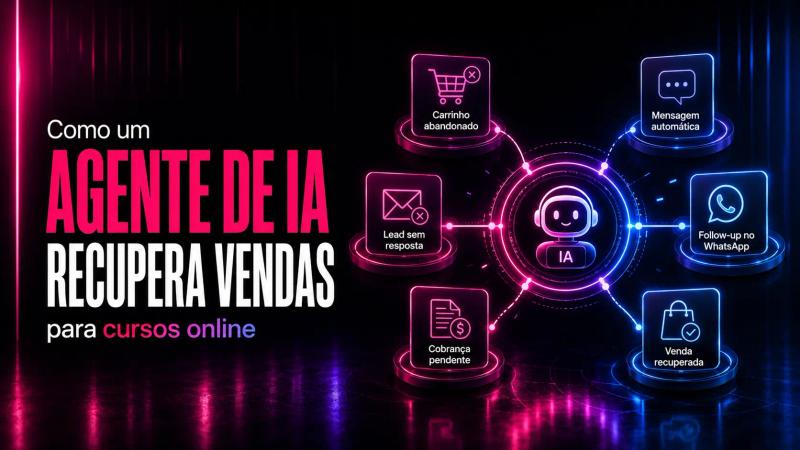 Gestora de secretaria acompanhando pelo celular uma conversa de matrícula retomada por um agente de IA