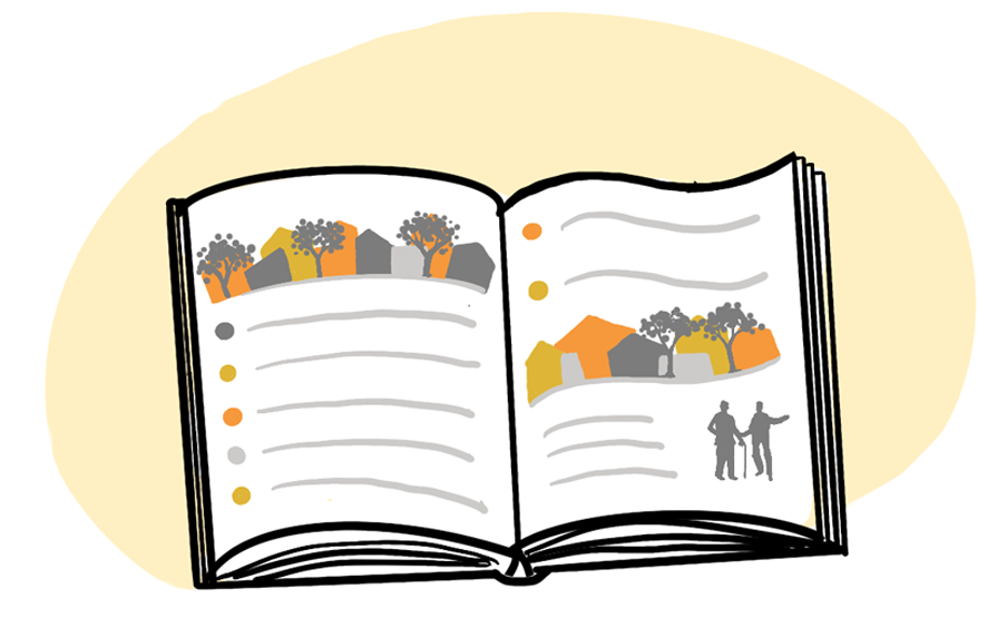 Diagram illustrating the key finding 'Design fit-for-purpose regulatory frameworks' showing an open book illustrated with houses, trees and people.