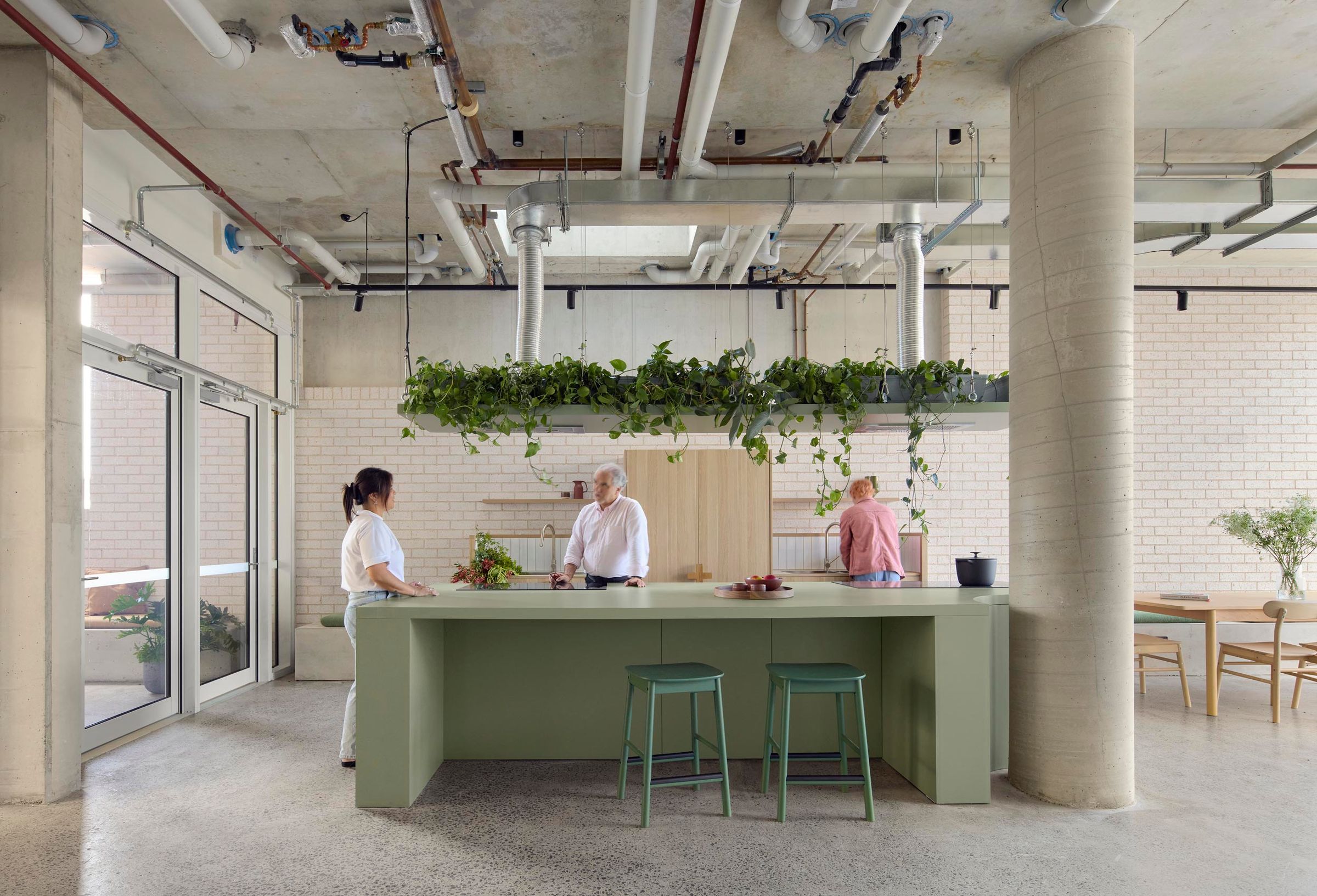 Photo of large communal kitchen and dining areas.