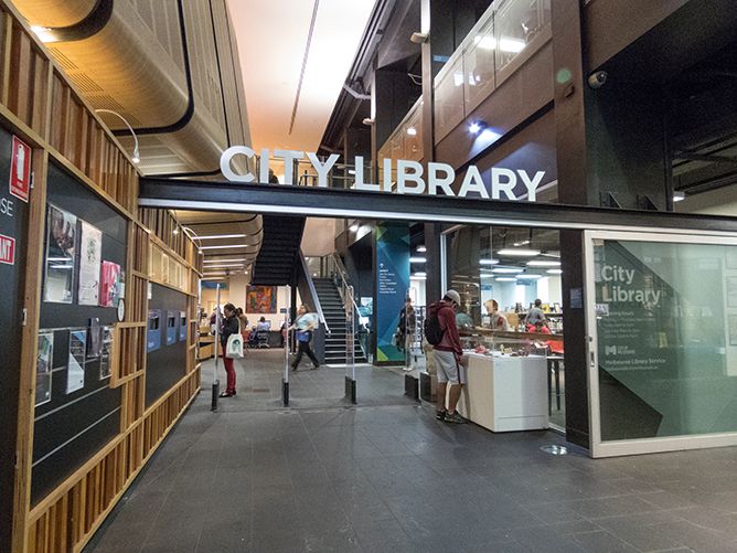 Entry to City Library Melbourne